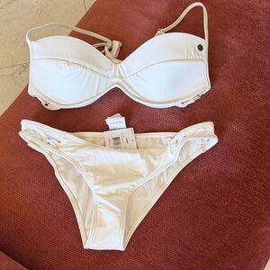 Volcom Pearl White Two-Piece Molded Cup Bikini Set